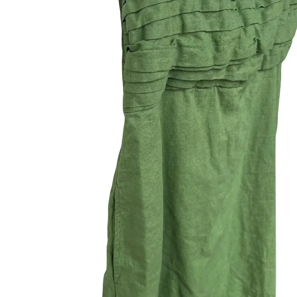 Abercrombie Emerson Linen Blend Skort Green XLT Adjustable Waist Smocked Back - Picture 5 of 10